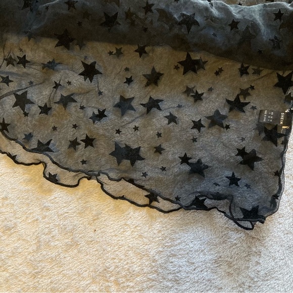 SHEIN Black Mesh Short Sleeved Tee Shirt Top with Velvet Stars - Picture 8 of 11